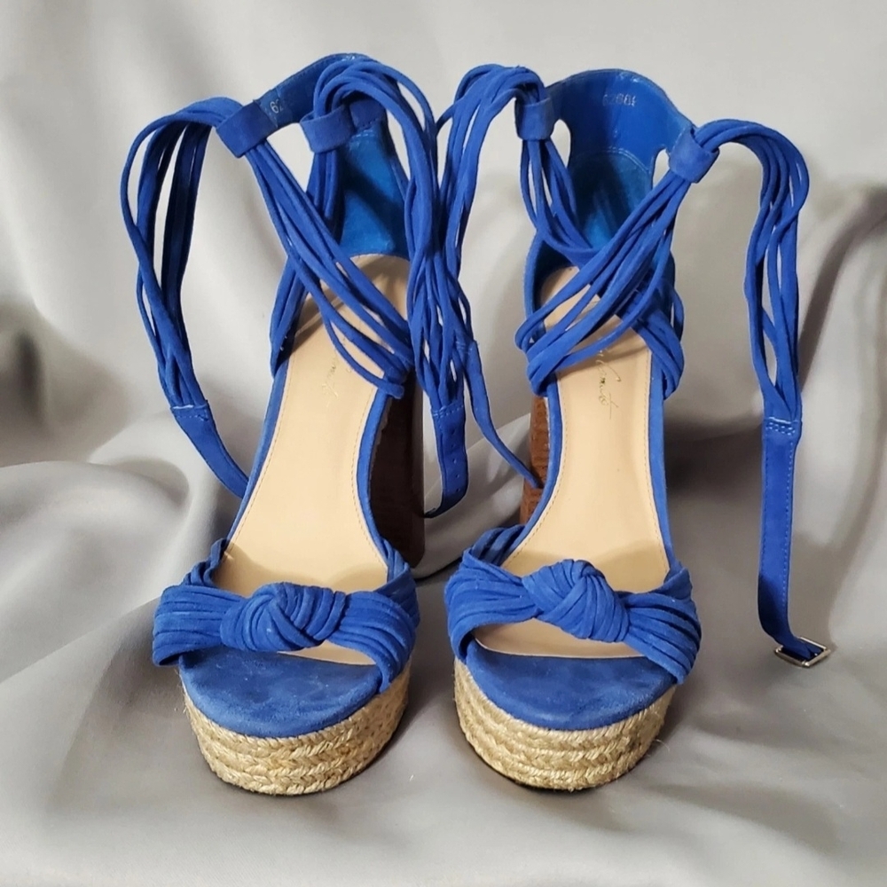 Vince Camuto Sandal Women Shoe Heel Suede Open Toe Espadrille Platform Strappy